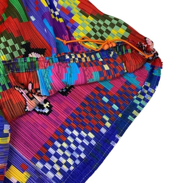 Pleats Please Issey Miyake Pixel-Art Top and Skirt Set, Multicolour 8-Bit Print, Size 3, Toggle Hem, view 6