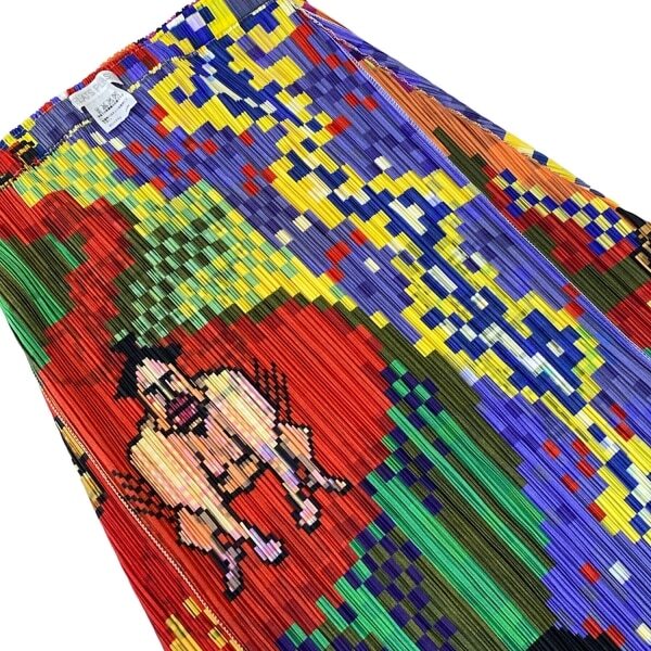 Pleats Please Issey Miyake Pixel-Art Top and Skirt Set, Multicolour 8-Bit Print, Size 3, Toggle Hem, view 7