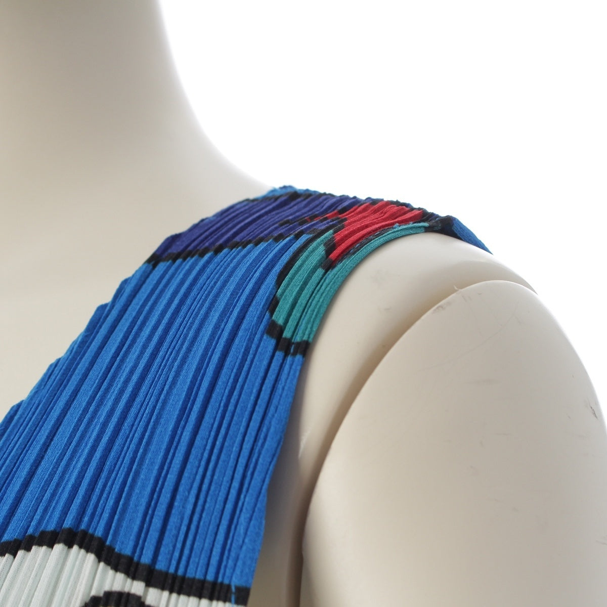 Pleats Please Issey Miyake Stationery Print Sleeveless Mini Dress, Cobalt Blue, Glue and Sharpener Motifs, Size 4, view 6