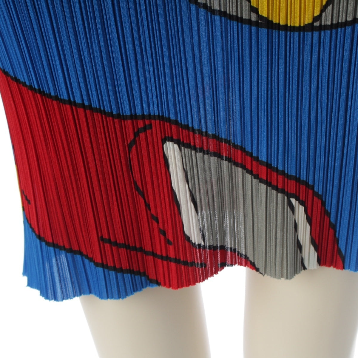 Pleats Please Issey Miyake Stationery Print Sleeveless Mini Dress, Cobalt Blue, Glue and Sharpener Motifs, Size 4, view 9