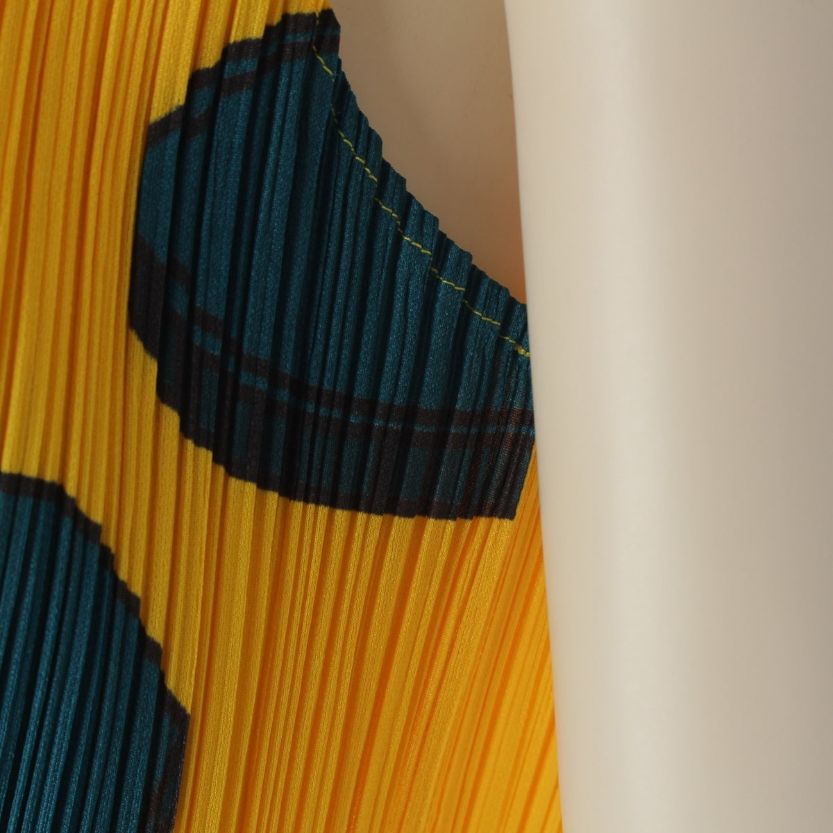 Pleats Please Issey Miyake Stationery Print Sleeveless Mini Dress, Yellow, Pencil and Lips Motifs, Size 4, view 7