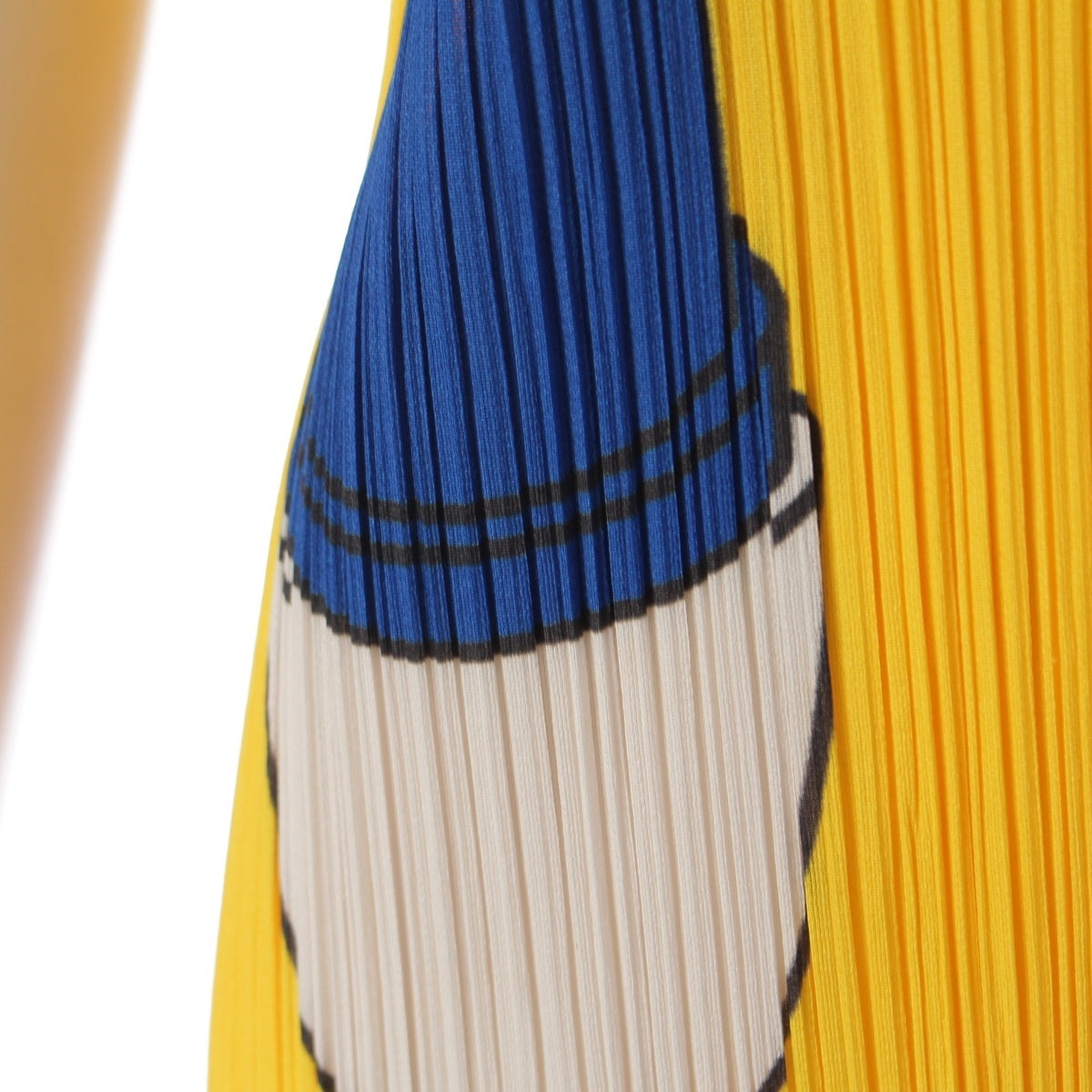 Pleats Please Issey Miyake Stationery Print Sleeveless Mini Dress, Yellow, Pencil and Lips Motifs, Size 4, view 8