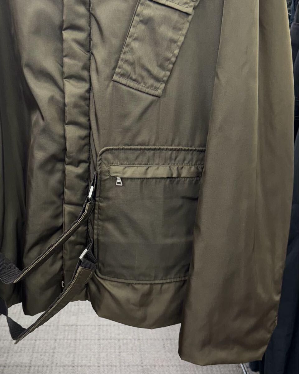 Prada AW1999 Layered Nylon Field Jacket with Stand Collar and Belted Hem, Olive Brown, Size XL, view 6