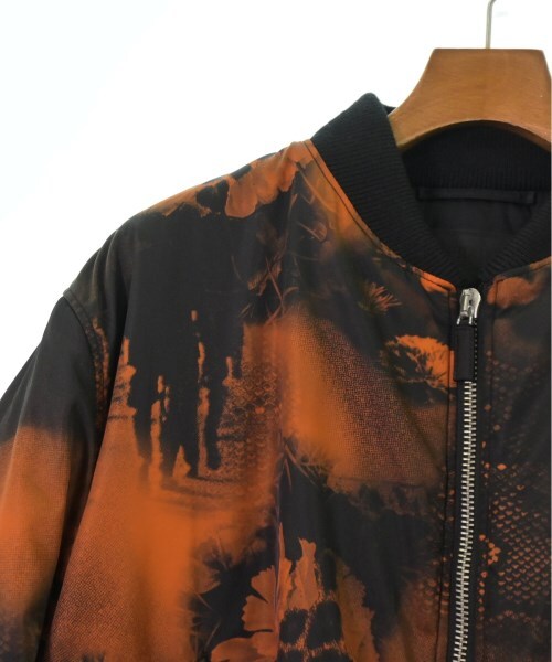 Prada AW2022 Padded Nylon Bomber Jacket with Bleached Floral Print and Sleeve Pouch, Orange and Black, Size S, view 3
