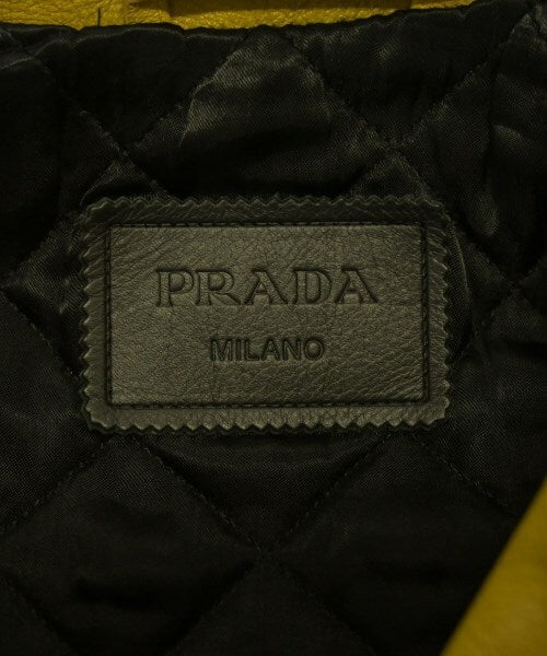 Prada Calfskin Biker Jacket UPW416 with Lace-Up Sides and Triangle Pull, Mustard Yellow, Size 48, view 7