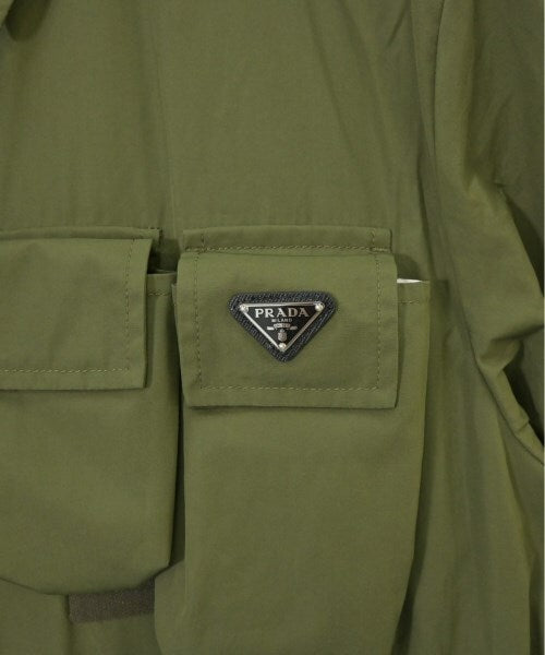 Prada Cotton Field Jacket with Bellows Pockets and Enamel Triangle Logo, Khaki Olive, Size 54, view 4