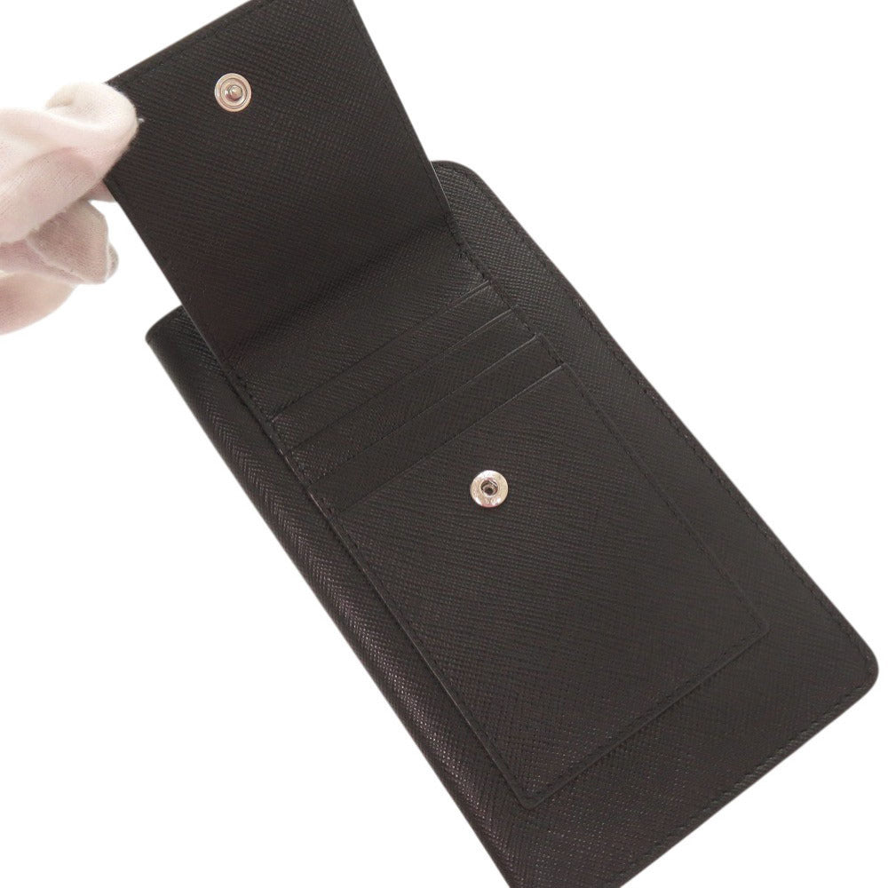 Prada Saffiano Phone Pouch with Neck Strap, Black, Triangle Logo, view 8