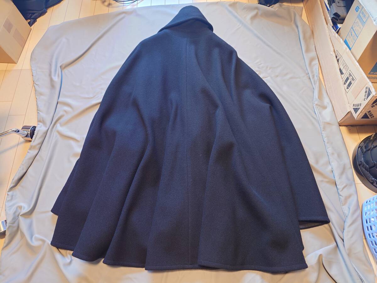 Raf Simons AW1999-2000 Disorder-Incubation-Isolation Draped Wool Cape with Attached Scarf, Black, Made in Belgium, view 3