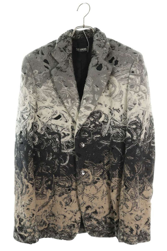 Raf Simons AW2008-09 Graphic Embroidered Tailored Jacket, Grey, White, Black and Sand Gradient, Size 44, view 1