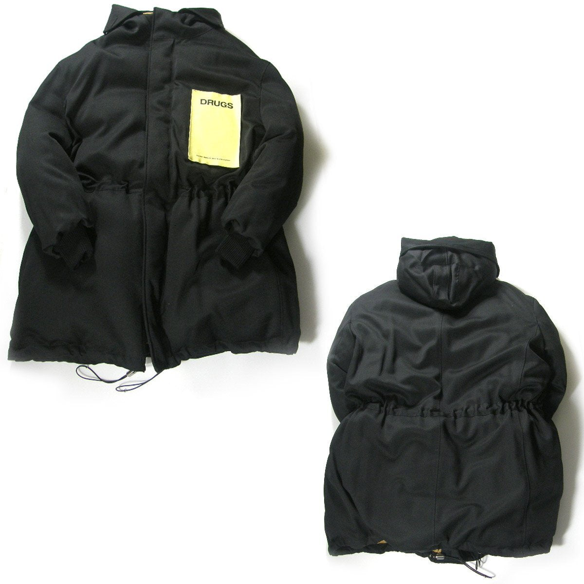 Raf Simons AW2018 Reversible Down Parka 182-710 with DRUGS Patches, Camel and Black, Size 46, Unworn with Tags, view 3