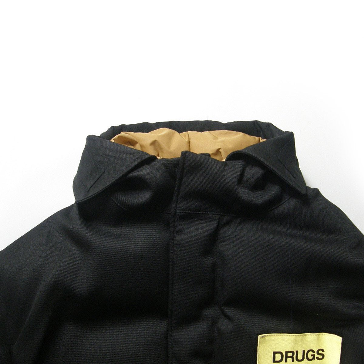 Raf Simons AW2018 Reversible Down Parka 182-710 with DRUGS Patches, Camel and Black, Size 46, Unworn with Tags, view 8
