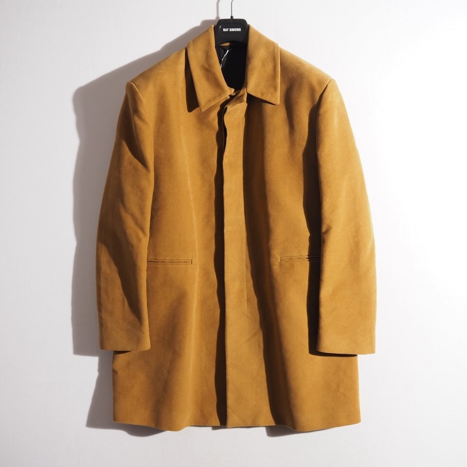 Raf Simons AW2019 Short Coat with Martingale, Wild at Heart Back Panel, Camel Moleskin, Size 46, view 2
