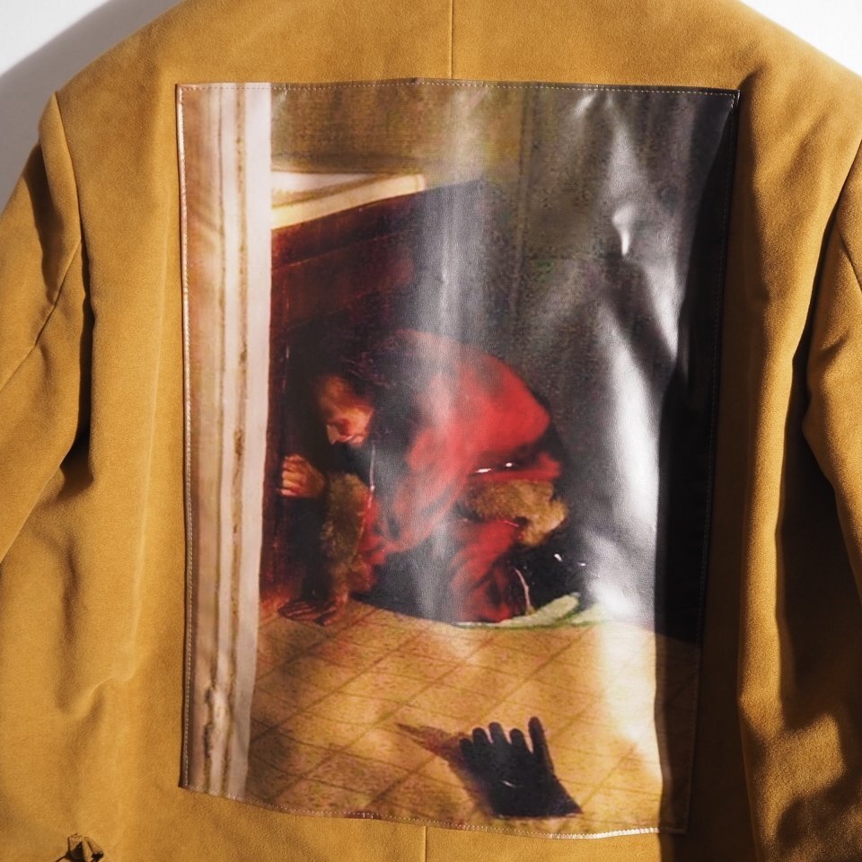Raf Simons AW2019 Short Coat with Martingale, Wild at Heart Back Panel, Camel Moleskin, Size 46, view 3