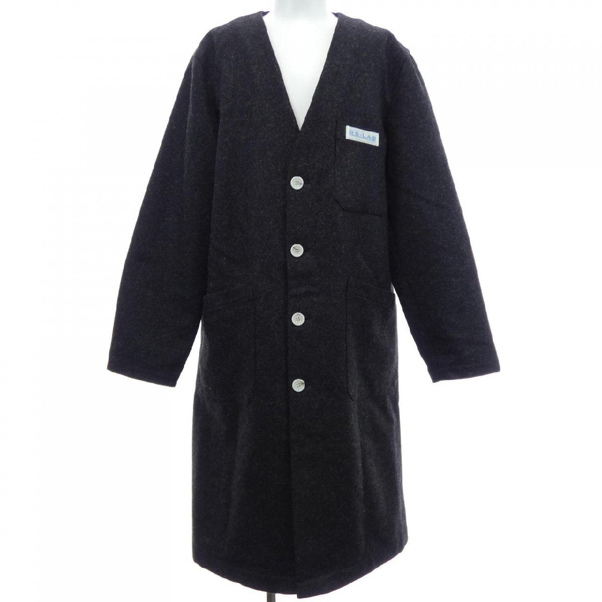 Raf Simons RS-LAB Collarless Long Coat 202-635, Charcoal Wool, R. Simons Studenten Patch, Size 48, view 1