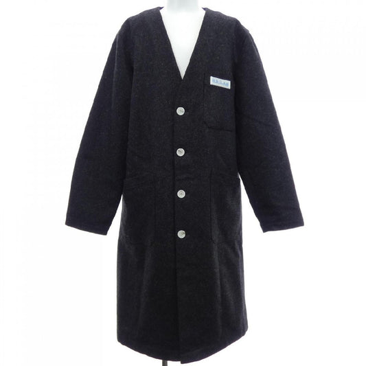 Raf Simons RS-LAB Collarless Long Coat 202-635, Charcoal Wool, R. Simons Studenten Patch, Size 48, view 1