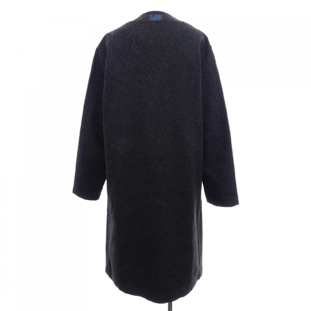 Raf Simons RS-LAB Collarless Long Coat 202-635, Charcoal Wool, R. Simons Studenten Patch, Size 48, view 2