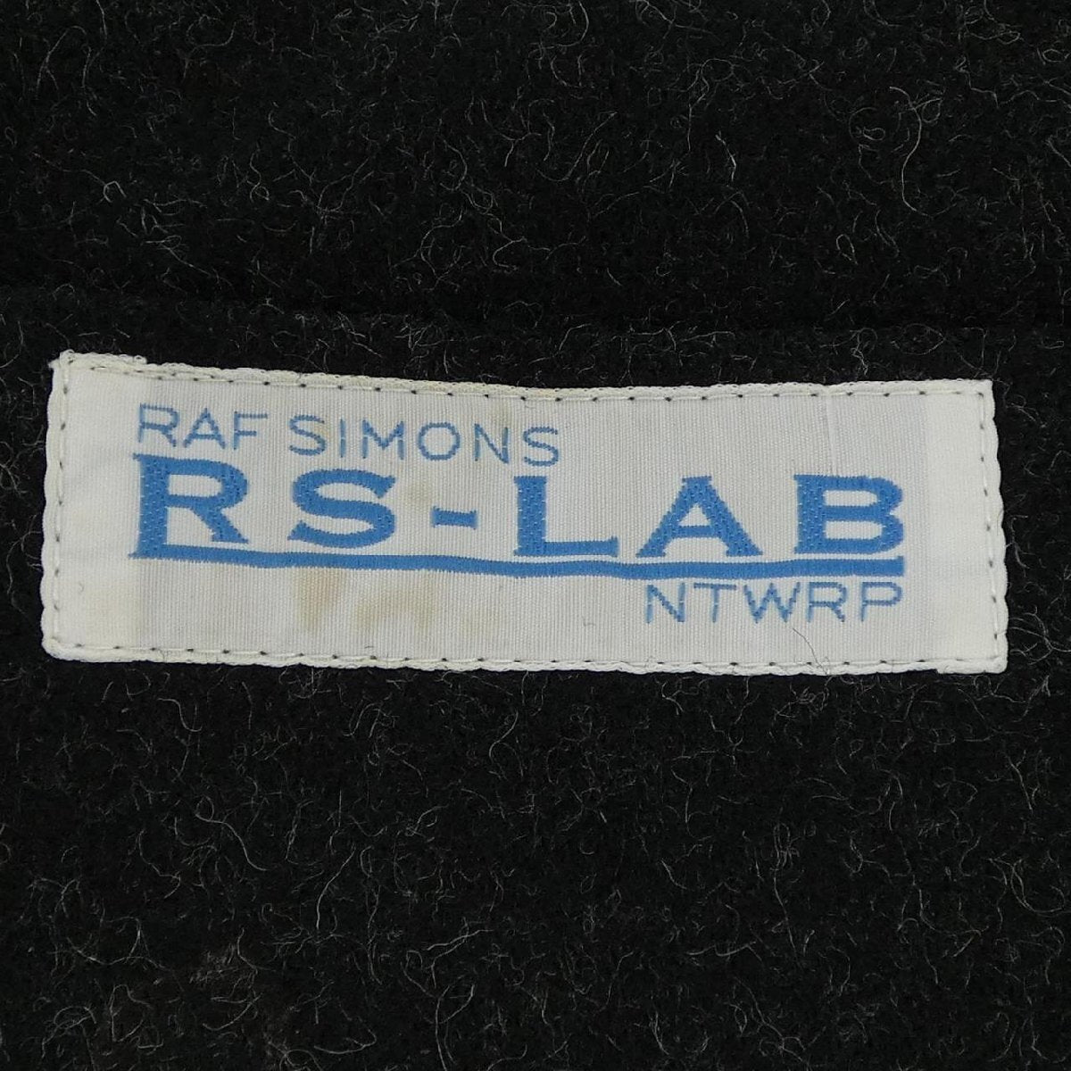 Raf Simons RS-LAB Collarless Long Coat 202-635, Charcoal Wool, R. Simons Studenten Patch, Size 48, view 4