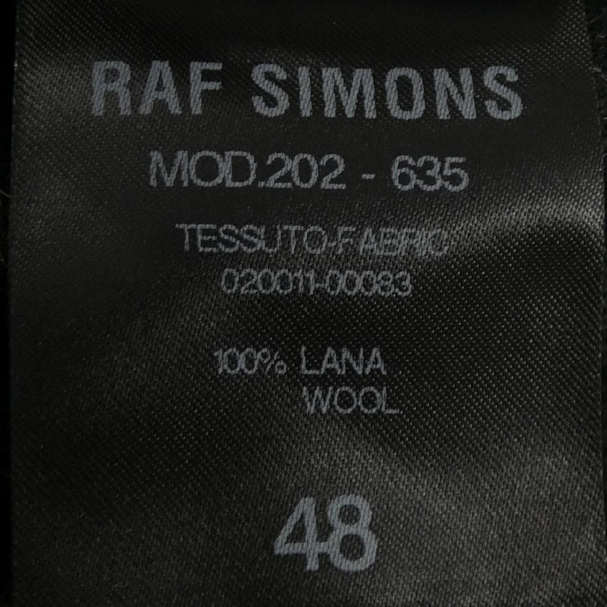 Raf Simons RS-LAB Collarless Long Coat 202-635, Charcoal Wool, R. Simons Studenten Patch, Size 48, view 6