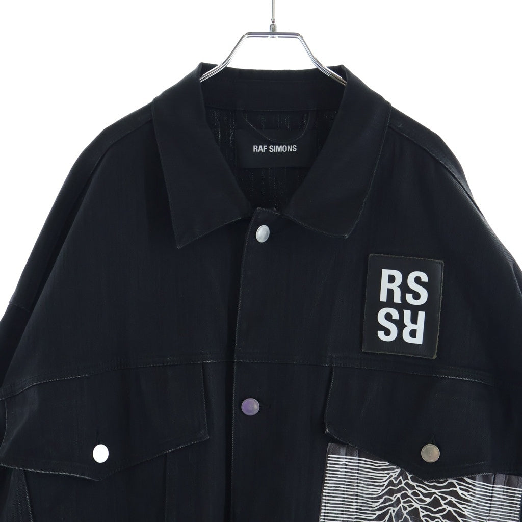 Raf Simons SS2018 181-723 Oversized Denim Jacket, Joy Division Unknown Pleasures & Substance, Black, Size S, view 3