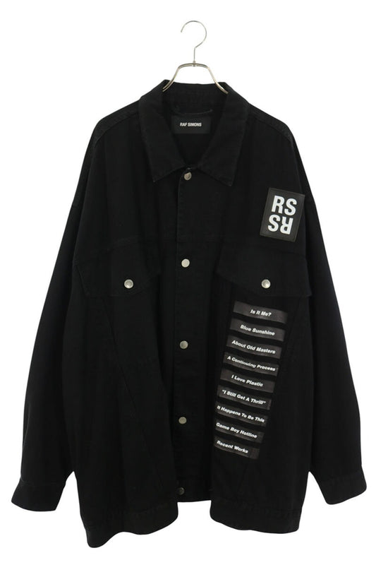Raf Simons SS2018 181-723 Oversized Denim Jacket, Power Corruption & Lies Roses Back, Black, Size XL, view 1