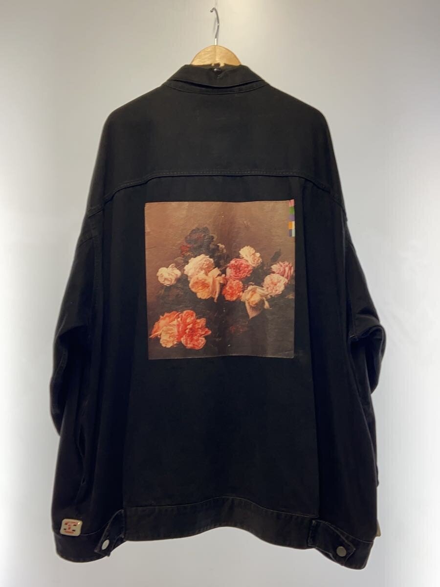 Raf Simons SS2018 181-723 Oversized Denim Jacket, Power Corruption & Lies Roses, Black, Size S, Print Wear, view 2