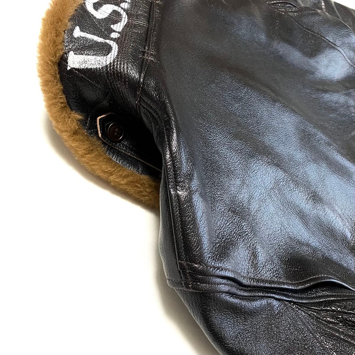 Rainbow Country G-1 55J14 L.W. Foster Reproduction, Dark Seal Goatskin, Mouton Collar, U.S.N. Stencil, Size 42, view 7