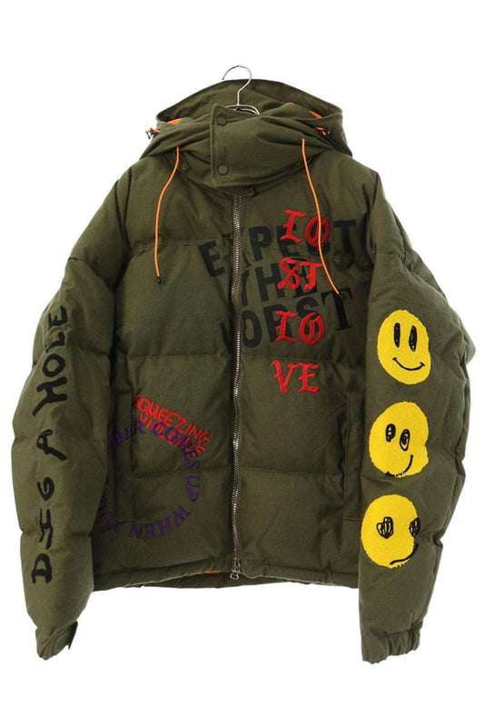 Readymade × Cali Thornhill DeWitt Embroidered Slogan Down Jacket RE-CD-CO-KH-00-90, Khaki, Size 4, view 1