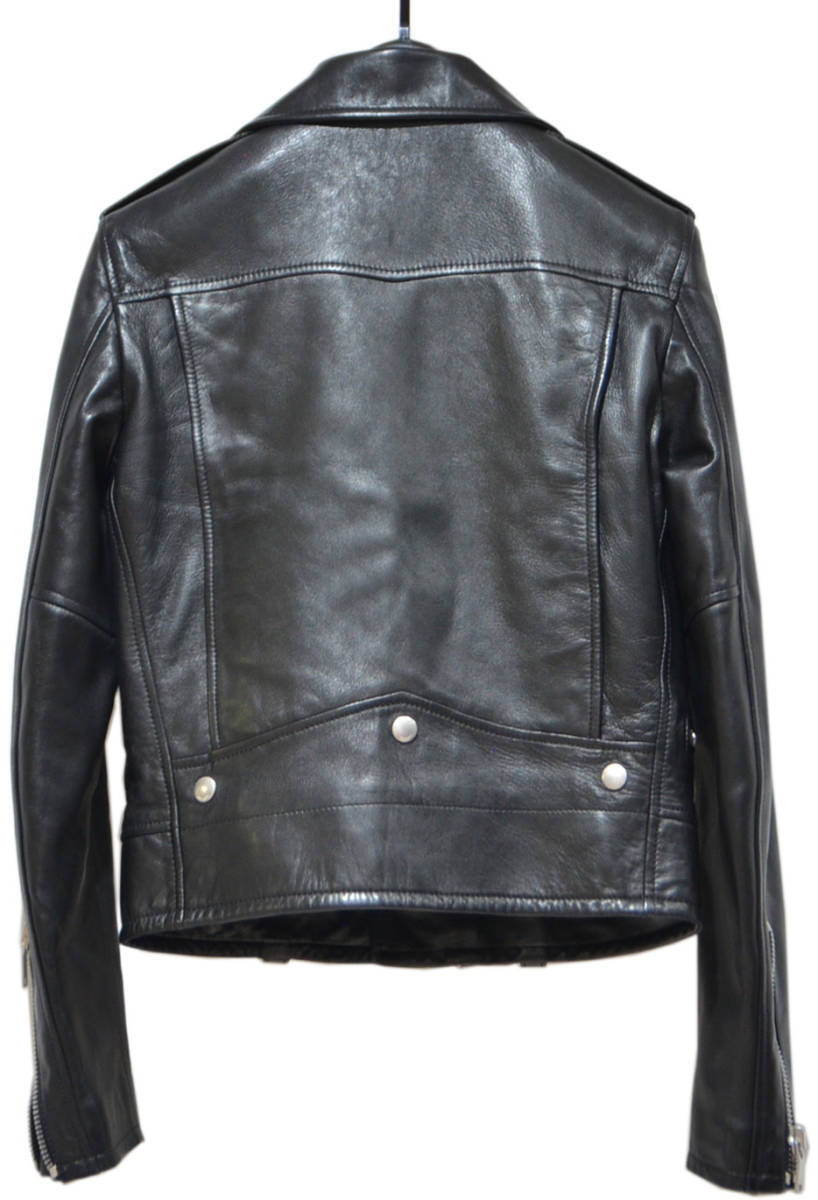 Saint Laurent Paris L01 Classic Lambskin Motorcycle Jacket, Black, Women's Size 34, Model 358686, view 2
