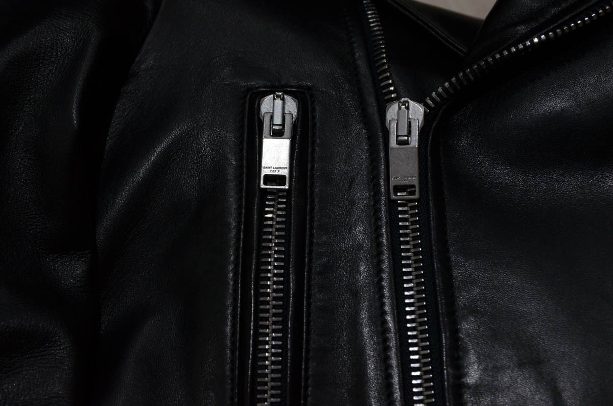 Saint Laurent Paris L01 Classic Lambskin Motorcycle Jacket, Black, Women's Size 34, Model 358686, view 4