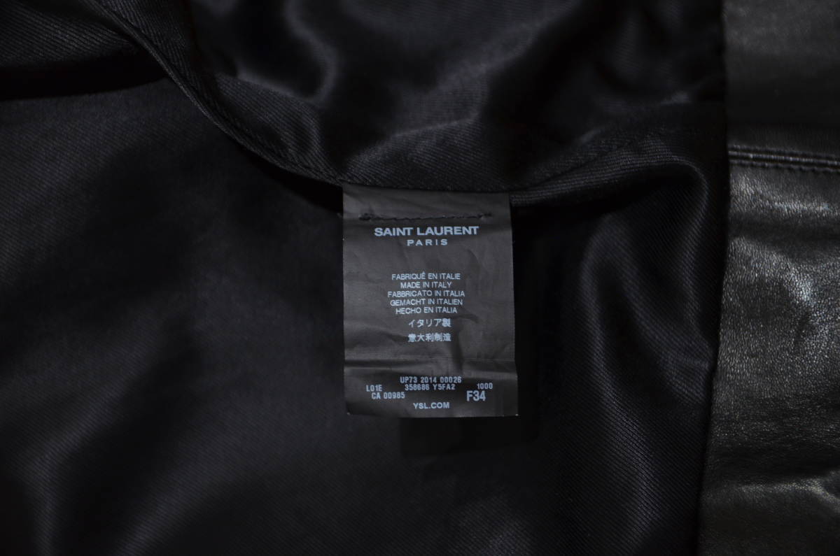 Saint Laurent Paris L01 Classic Lambskin Motorcycle Jacket, Black, Women's Size 34, Model 358686, view 5