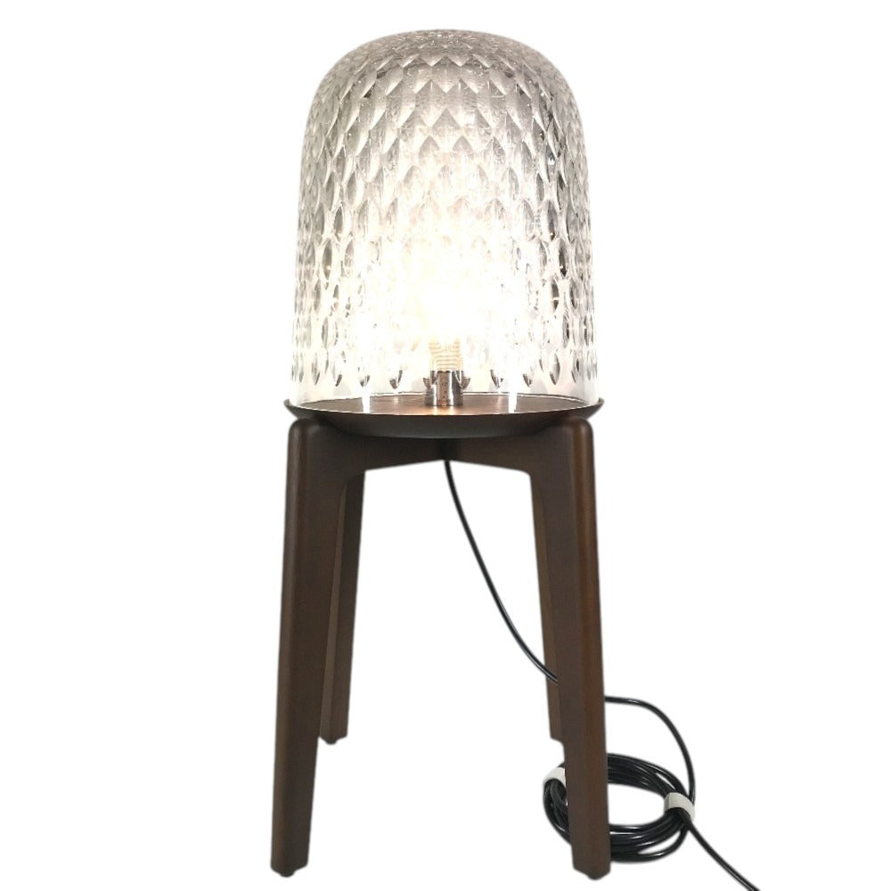 Saint-Louis Folia Crystal Table Lamp on Wooden Tripod Legs, Hermès Group, Ref 15068700, 2023, view 1
