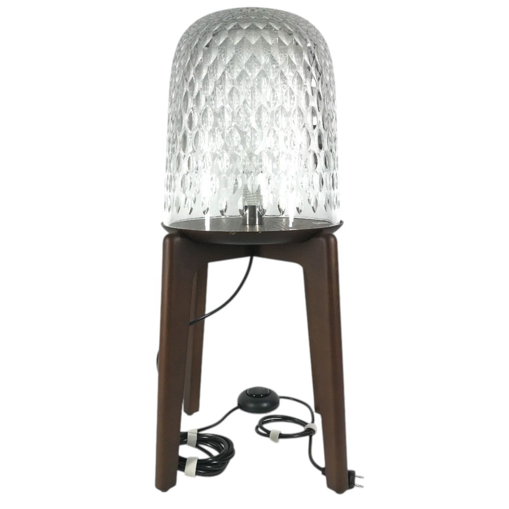Saint-Louis Folia Crystal Table Lamp on Wooden Tripod Legs, Hermès Group, Ref 15068700, 2023, view 2