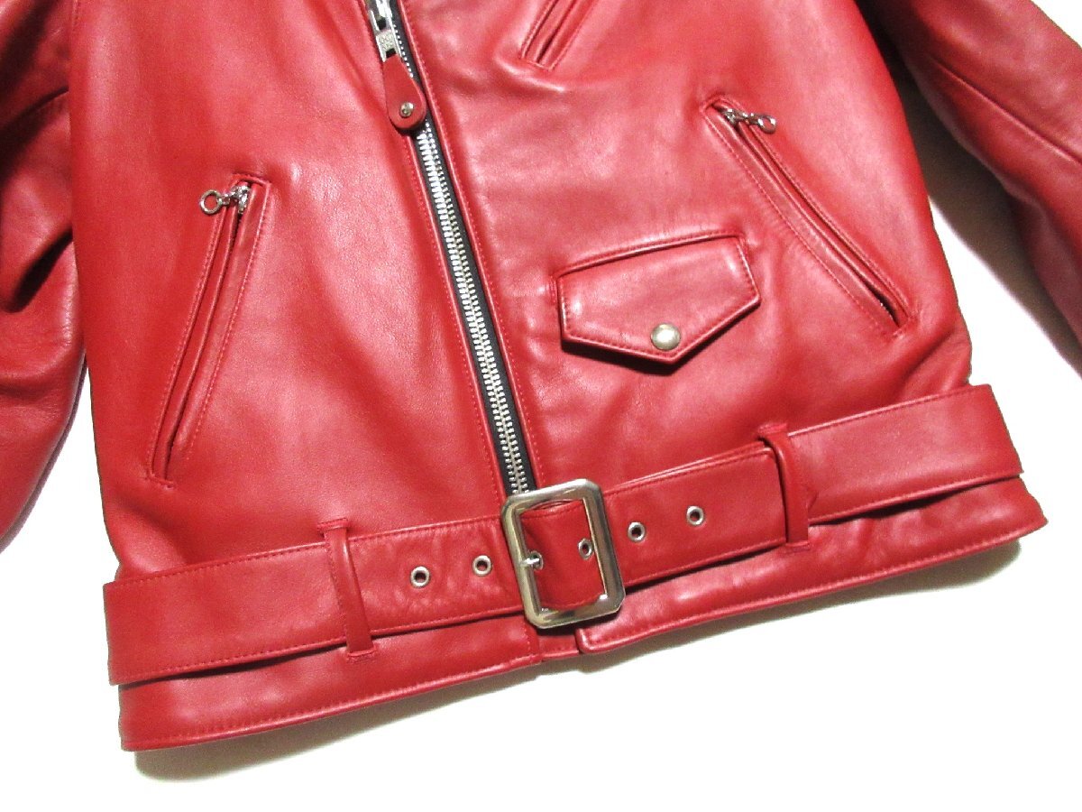 Schott 613UST One Star Rider Leather Jacket, Tall Fit, Discontinued Red Cowhide, Made in USA, Size 38, Near Unworn, view 4