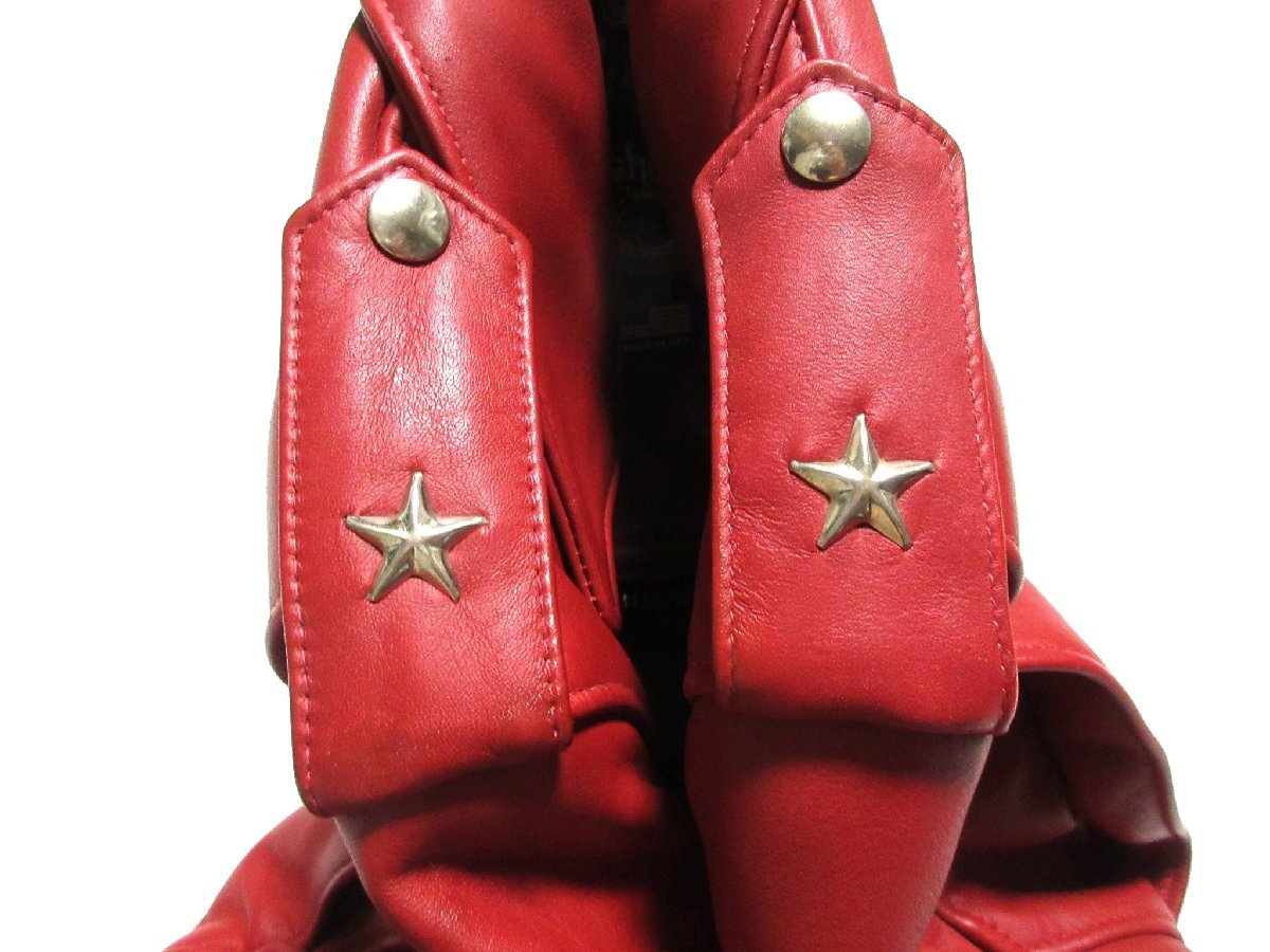 Schott 613UST One Star Rider Leather Jacket, Tall Fit, Discontinued Red Cowhide, Made in USA, Size 38, Near Unworn, view 5