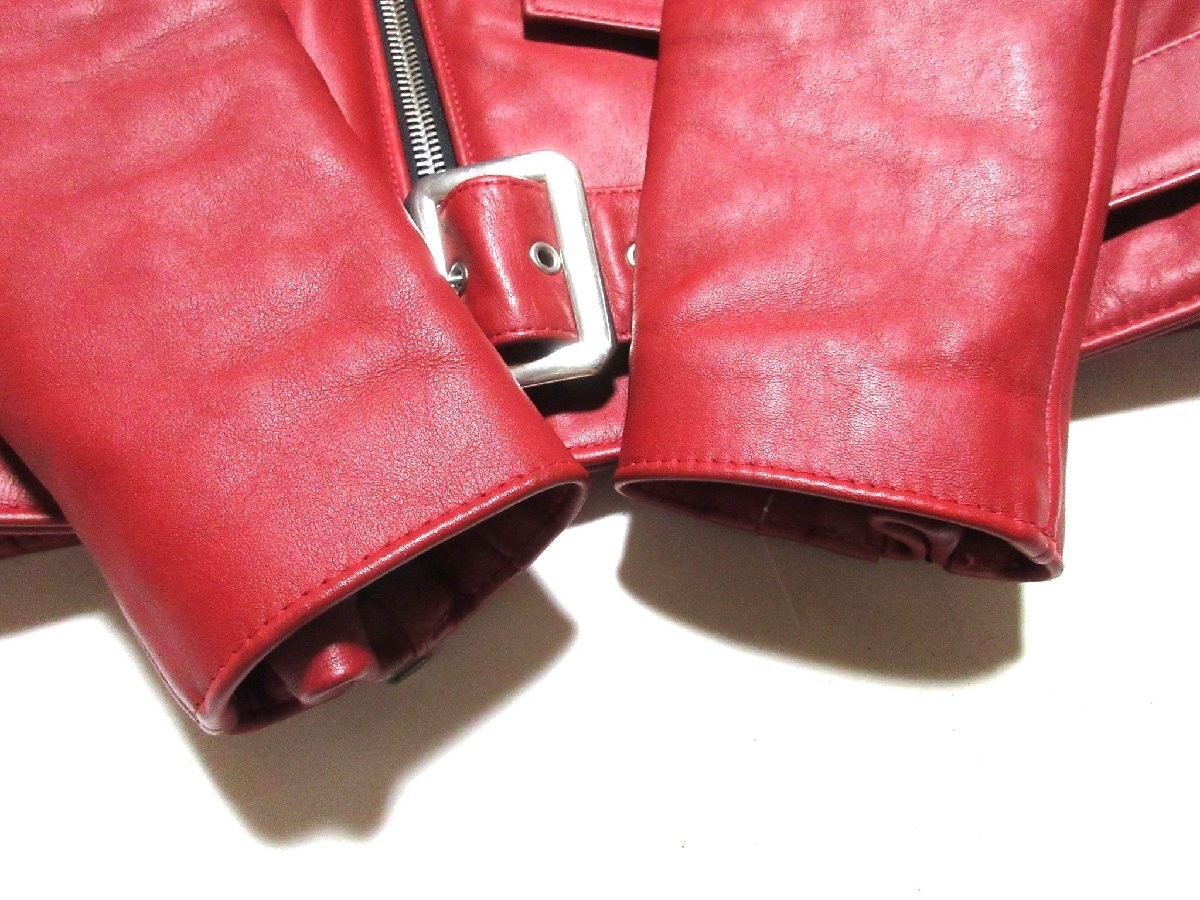 Schott 613UST One Star Rider Leather Jacket, Tall Fit, Discontinued Red Cowhide, Made in USA, Size 38, Near Unworn, view 7