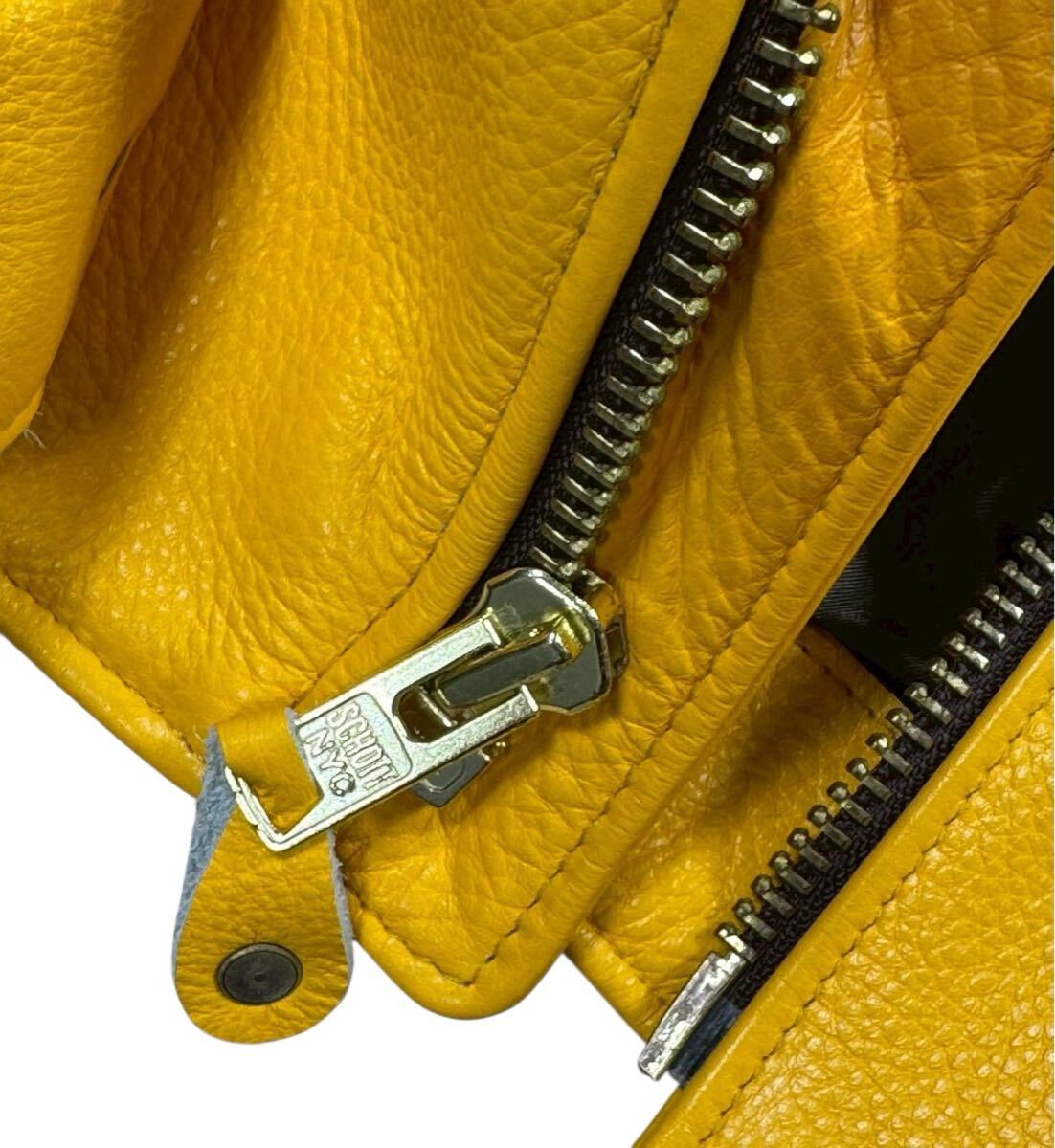 Schott One Star Rider Leather Jacket, Tall Fit, Discontinued Yellow Cowhide, Made in USA, Size 36, view 4