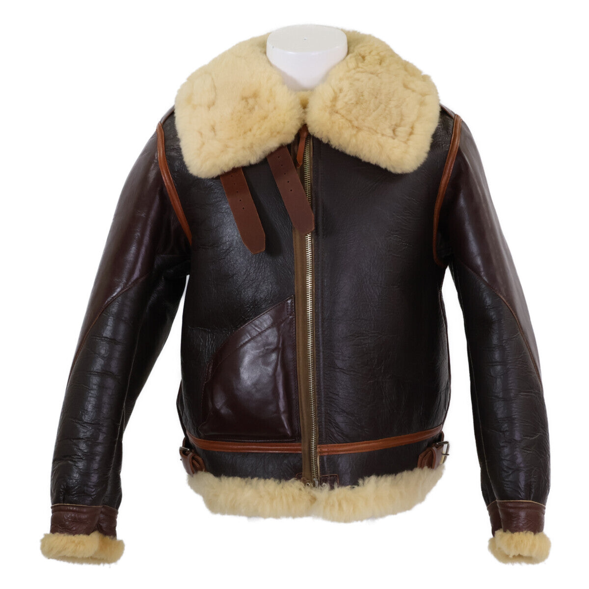 The Few Type B-3 Sheepskin Bomber Jacket, Philips Tanning Label Reproduction, Dark Brown Mouton, Size 42, view 3