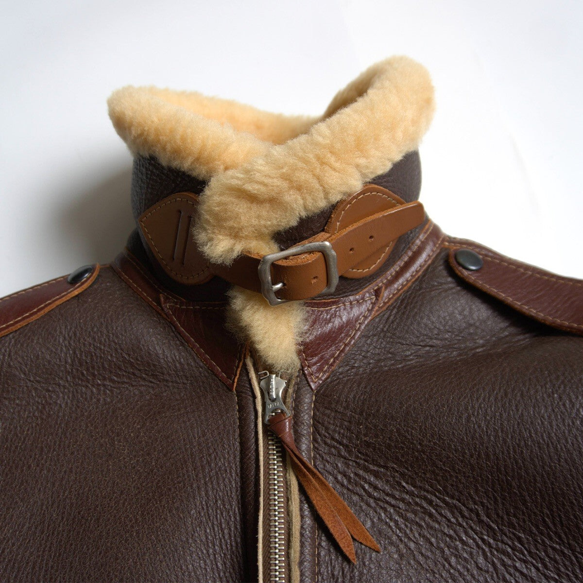 The Few Type B-6 Sheepskin Flight Jacket, Aero Leather Beacon N.Y. Label Reproduction, Brown Mouton, Size 38R, view 4