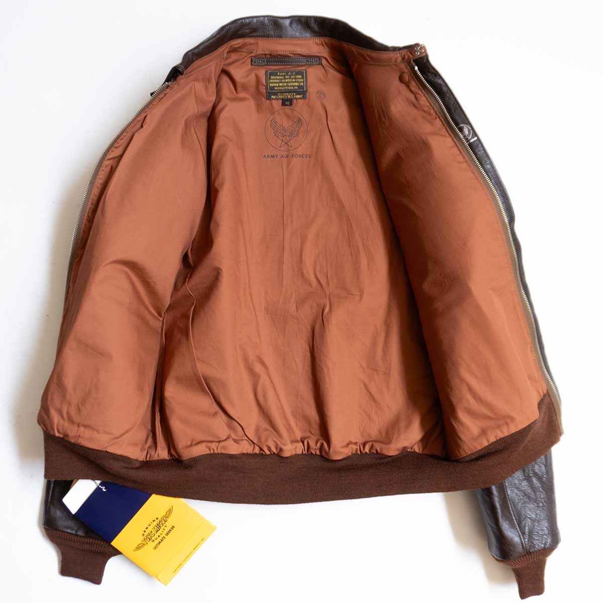Toys McCoy Type A-2 'Tail Wind' TMJ1319, Rough Wear 23380 Reproduction, Horsehide, Cowgirl Back Art, Size 42, Unworn, view 3