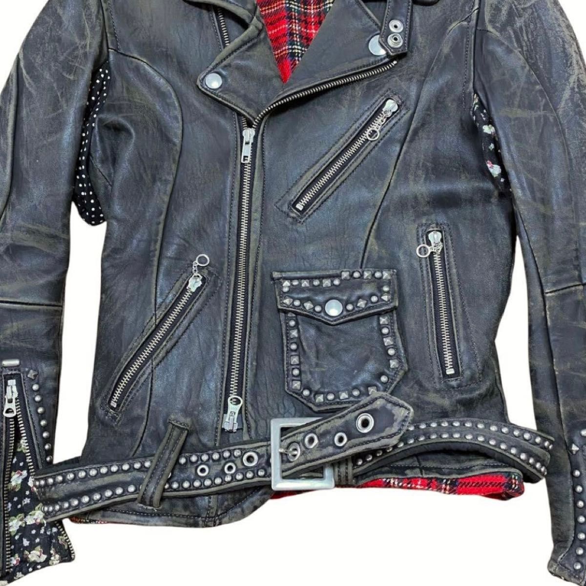 Undercover AW2004 'But Beautiful' Lambskin Rider Jacket, Anne-Valérie Dupond Season, Distressed Black, Women's S, view 4