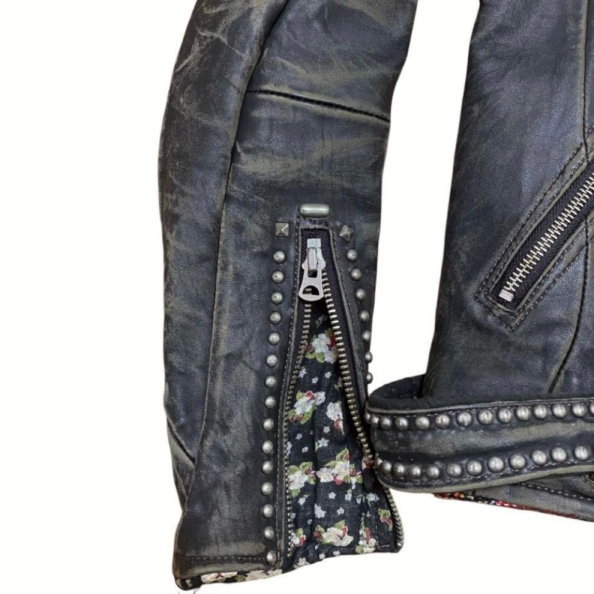 Undercover AW2004 'But Beautiful' Lambskin Rider Jacket, Anne-Valérie Dupond Season, Distressed Black, Women's S, view 6