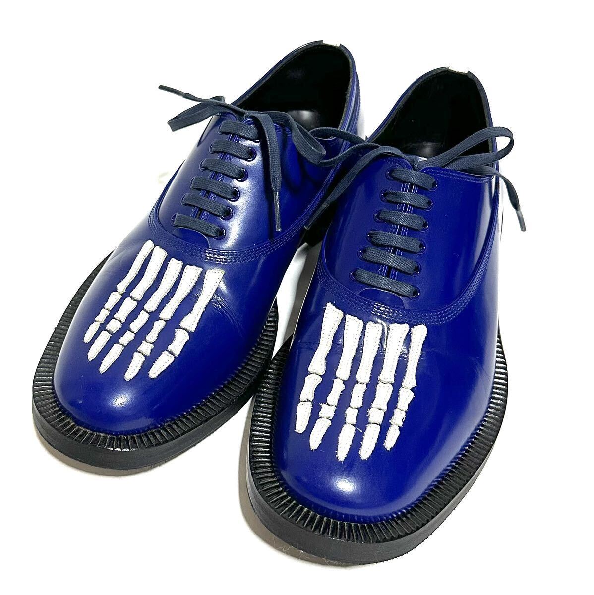 Undercover AW2013 Anatomicouture Skeleton Bone Leather Oxford Shoes, Cobalt Blue, Size M, view 1
