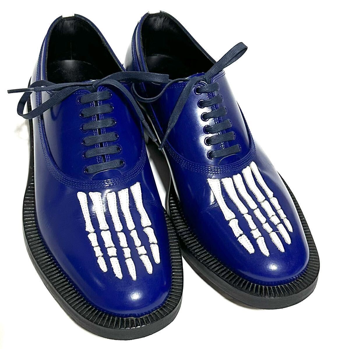 Undercover AW2013 Anatomicouture Skeleton Bone Leather Oxford Shoes, Cobalt Blue, Size M, view 2