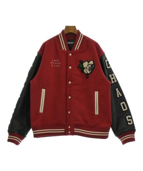 Undercover AW2023 A Wolf Will Never Be a Pet Wool and Leather Varsity, Kamilla Tolno Chaos, Red, Size 3, view 1