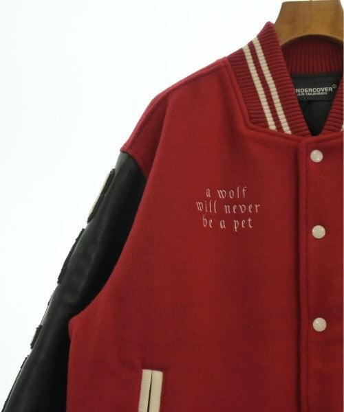 Undercover AW2023 A Wolf Will Never Be a Pet Wool and Leather Varsity, Kamilla Tolno Chaos, Red, Size 3, view 7