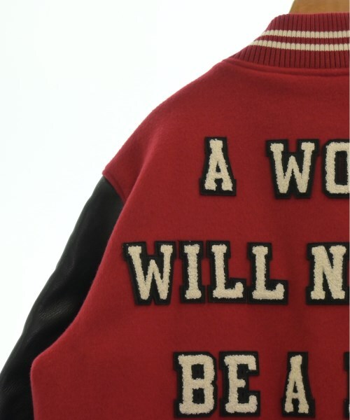 Undercover AW2023 A Wolf Will Never Be a Pet Wool and Leather Varsity, Kamilla Tolno Chaos, Red, Size 3, view 8