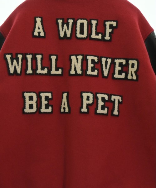 Undercover AW2023 A Wolf Will Never Be a Pet Wool and Leather Varsity, Kamilla Tolno Chaos, Red, Size 3, view 9