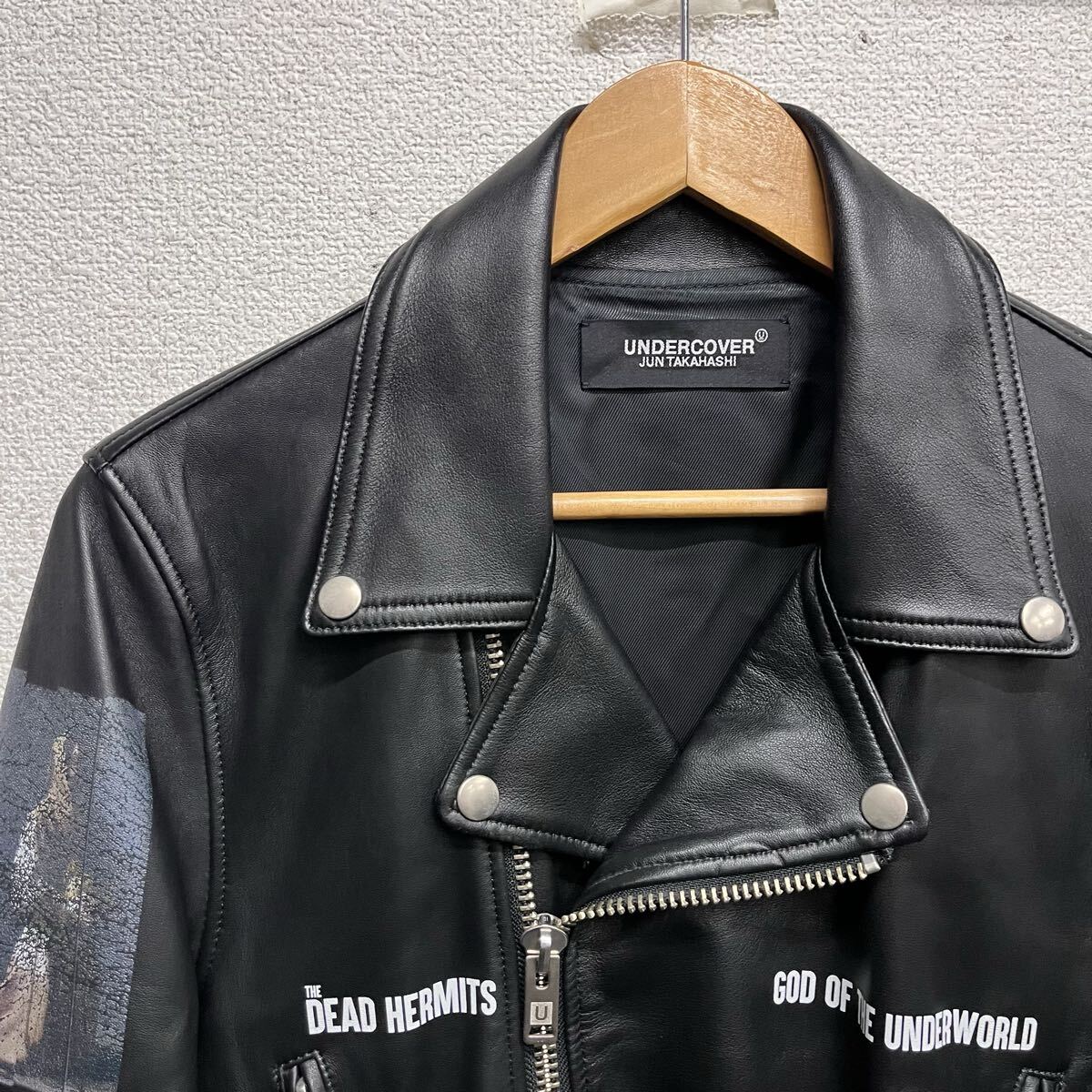 Undercover SS2019 The Dead Hermits Sheepskin Rider Jacket UCW4207-1, God of the Underworld Prints, Black, Size 3, view 3