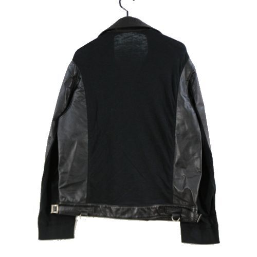 Undercover SS2024 Light Leather Eyelet Zip Rider Jacket with Knit Panels UC1D4206, Black, Size 3, Tags, view 2