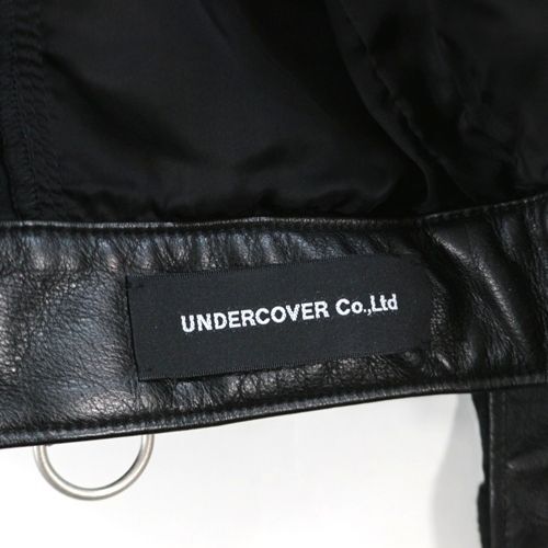 Undercover SS2024 Light Leather Eyelet Zip Rider Jacket with Knit Panels UC1D4206, Black, Size 3, Tags, view 5